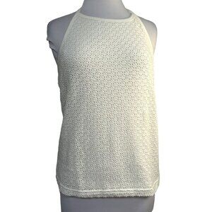 GAP Y2K White Crochet Halter Tank Top Sz Large Fully Lined 70's Vibe NEW
